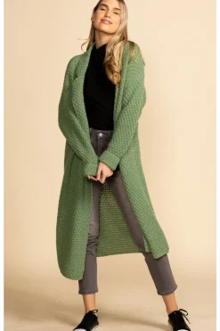 Hot Pink Martini Lise Knit Cardigan-Green|
