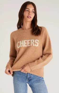 Clearance Z Supply Lizzy Cheers Marled Sweater-Saddle|