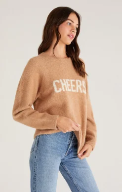 Clearance Z Supply Lizzy Cheers Marled Sweater-Saddle|