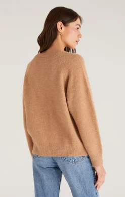 Clearance Z Supply Lizzy Cheers Marled Sweater-Saddle|