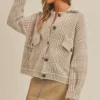 Clearance Sage The Label Lola Plaid Sweater Jacket-Beige Brown|