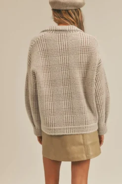 Clearance Sage The Label Lola Plaid Sweater Jacket-Beige Brown|