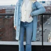 Outlet RD Style Long Denim Jacket|