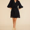 Hot Minkpink Lylah Wrap Mini Dress-Black|