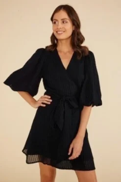 Hot Minkpink Lylah Wrap Mini Dress-Black|