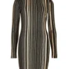 Online Apricot Metallic Stripe Mock Dress|