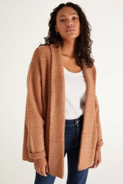 Clearance Z Supply Molly Boucle Sweater-Saddle|