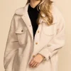 Hot Pink Martini Narla Teddy Coat-Beige|