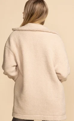 Hot Pink Martini Narla Teddy Coat-Beige|