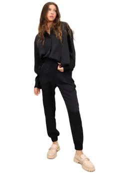 New RD Style Penelope Satin Blouse-Black|