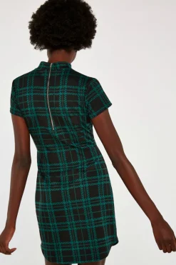 New Apricot Plaid Knit Jacquard Dress|