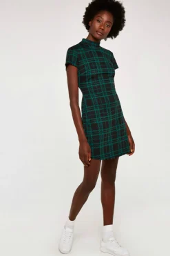 New Apricot Plaid Knit Jacquard Dress|