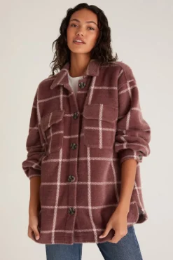 Hot Z Supply Plaid Tucker Jacket-Espresso|
