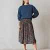 Online Indi & Cold Pleated Floral Skirt|