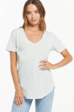 Z Supply Pocket Tee-Sky Grey|