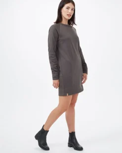 Sale tentree Ponte Raglan Dress-Black Olive Green|