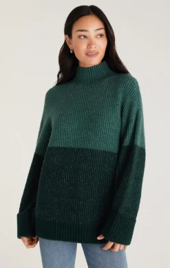 Sale Z Supply Poppy Striped Turtleneck Sweater-Deep Sea|