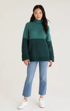 Sale Z Supply Poppy Striped Turtleneck Sweater-Deep Sea|