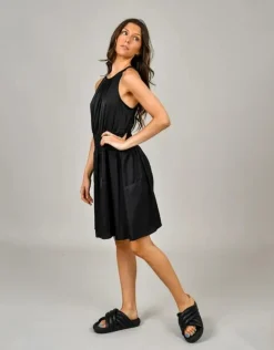 Discount RD Style Rachelle Smocked Waist Satin Dress-Black|