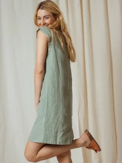 Best Indi & Cold Retro Linen Dress-Aloe|