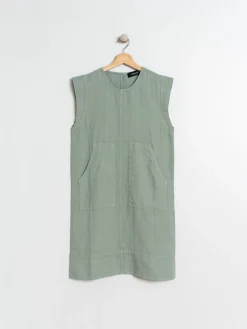 Best Indi & Cold Retro Linen Dress-Aloe|