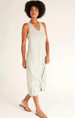 Outlet Z Supply Reverie Knot Triblend Dress-Soft Sage|