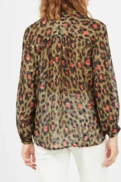 Best The Korner Round-Neck Leopard Print Top-Khaki|