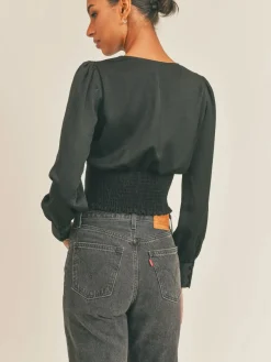 Discount Sage The Label Roxbury V-Neck Top-Black|Stl