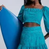 Online Lez a Lez Ruffled Eyelet Skirt-Azul Henna|
