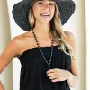 New Wallaroo Scrunchie Sun Hat-Black/White Dot|