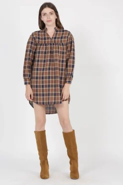 Clearance The Korner Short Henley Dress-Brown|