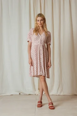 Best Indi & Cold Short Tie-Dye Dress-Dust Pink|