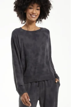 Sale Z Supply Sleep Over Tie-Dye Sweatshirt-Washed Black|