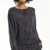 New Z Supply Sleep Over Tie-Dye Sweatshirt-Washed Black|