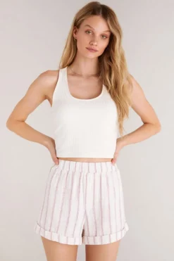 Outlet Z Supply Sneak Peek Rib Tank-White Sand|