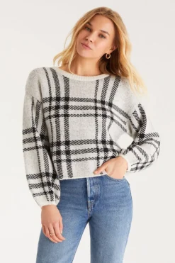 New Z Supply Solange Plaid Sweater-Oat|