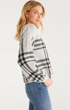 New Z Supply Solange Plaid Sweater-Oat|