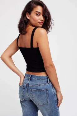 New Free People Solid Rib Brami-Black|