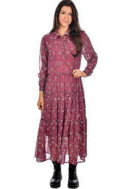 Online RD Style Sophia Printed Georgette Tiered Dress-Sangria|