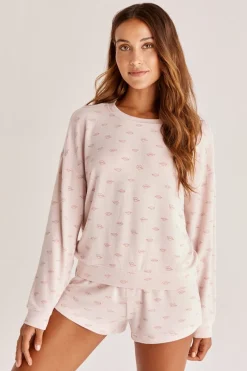 Discount Z Supply Stella Kissed Long Sleeve Top-Pink Sky|