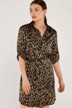 Online Apricot Stone Brush Stroke Geo Shirt Dress|