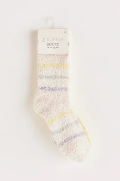 Sale Z Supply Stripe Plush Socks 2 Pack-Bone And Yellow|