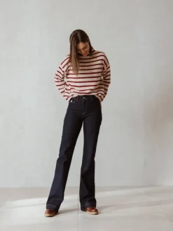 Outlet Indi & Cold Stripe Sweater-Ecru|