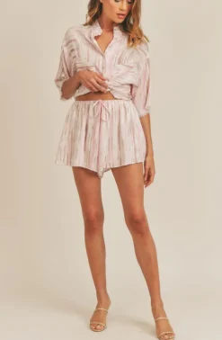 Hot Sage The Label Sweet Strokes Drawstring Back Fringe Crop Top|
