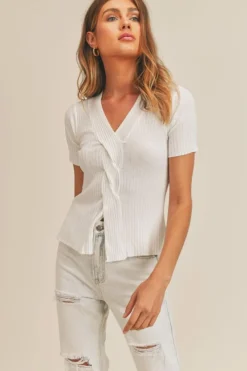 Outlet Sage The Label Swift Stroll Twist Front Knit Top|