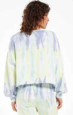 Discount Z Supply Tempest Sorbet Skies Tie-Dye Pullover-Lavender Grey|