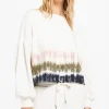 Clearance Z Supply Tempest Stripe Tie-Dye Fleece Pullover-Bone|