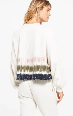 Best Z Supply Tempest Stripe Tie-Dye Fleece Pullover-Bone|