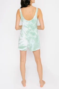 Outlet Smash + Tess The Shorty Romper In Spearmint Tie-Dye|