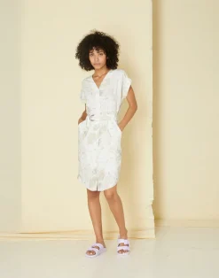 Cokluch Turquoise Mozaic Cream Dress|